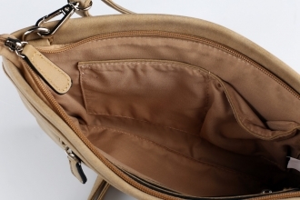 Listová kabelka z eko kože Kbas zdobená nitmi béžová
