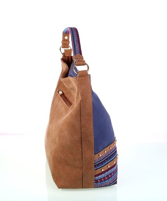 Dámska kabelka z eko kože a látky Kbas so vzorom modrá