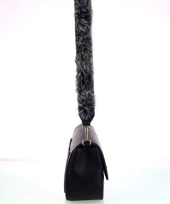 Dámska kabelka cez rameno z eko kože so zdobeným popruhom čierna