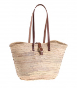 Palmový košík Kbas s koženými rúčkami na rameno a prackou